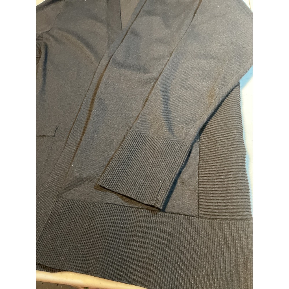 89th + Madison Womens Black Open Front Cardigan Sweater Ribbed Knit Large - Picture 8 of 10